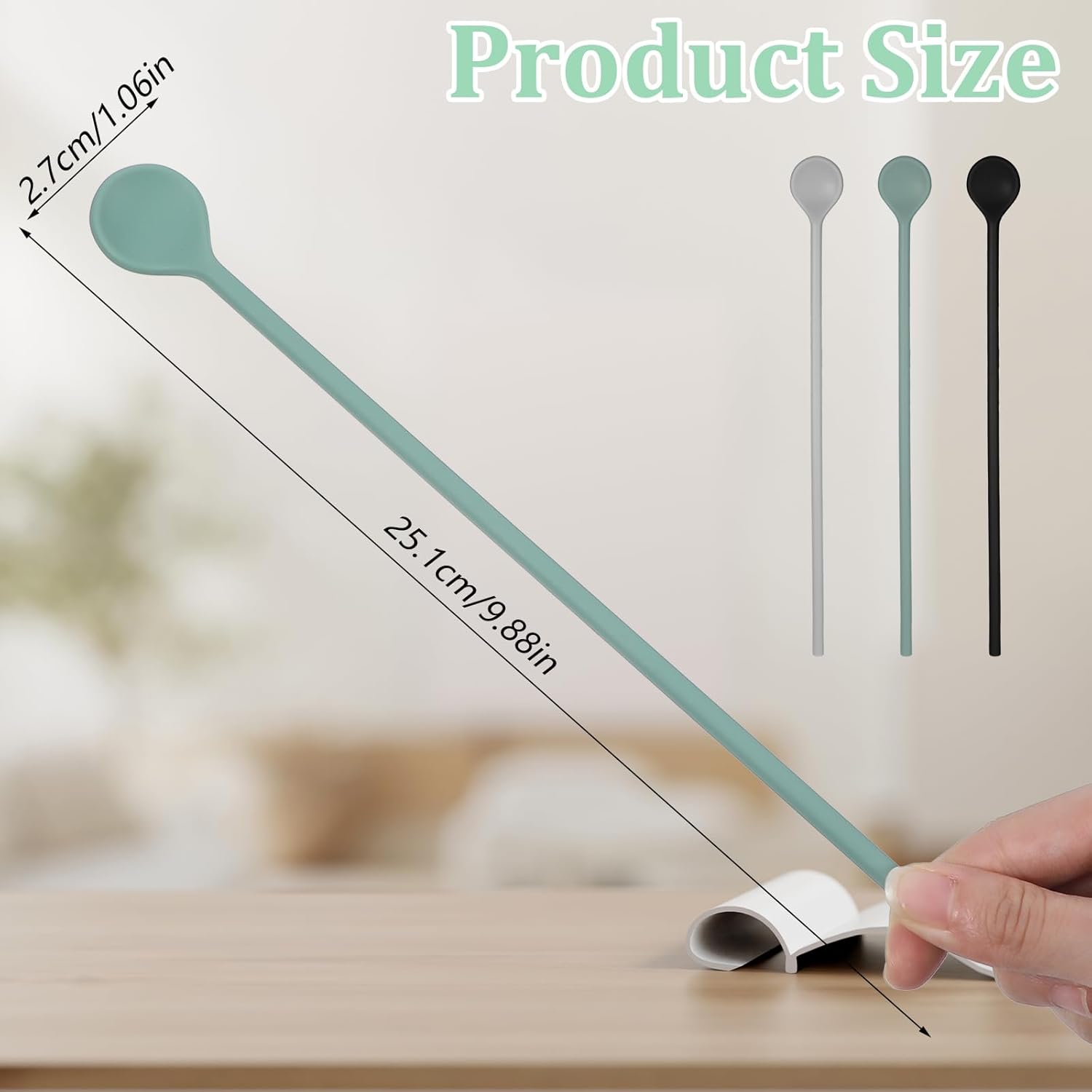 3Pcs Silicone Long Spoons for Stirring,Drink Stirrer Coffee Stir Spoons Long Stirring Silicone Spoon Reusable Cocktail Coffee Stirrers for Home Bar 9.9"