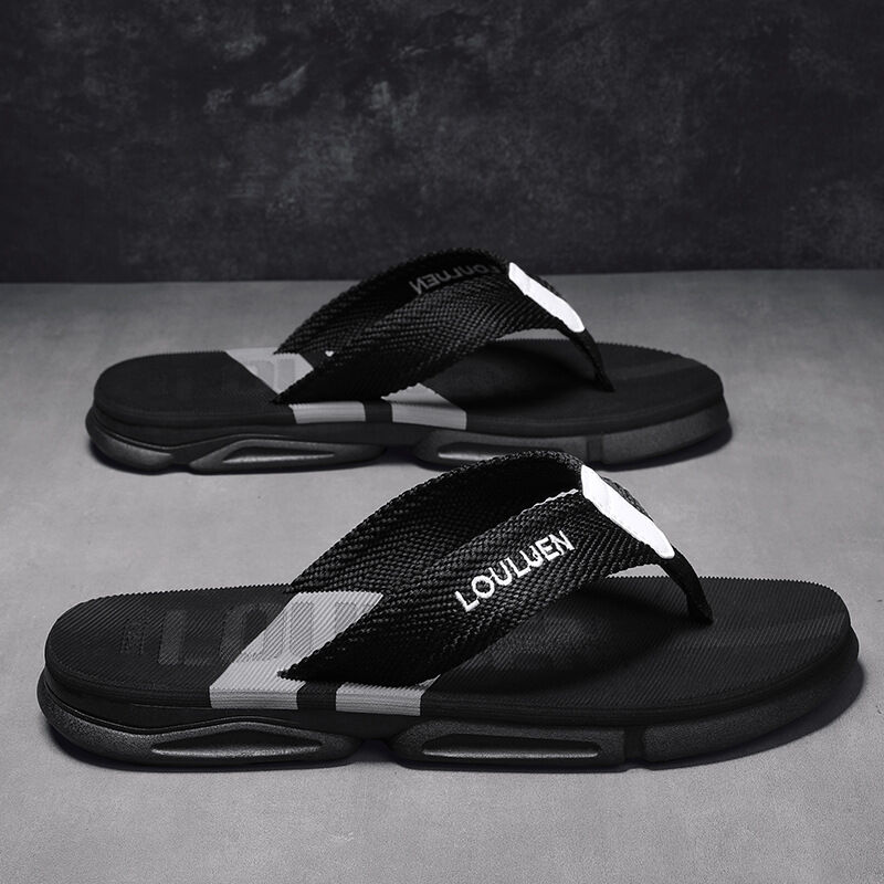 Men's Flip Flops: 4 Colors, EVA-PVC Blend, Comfort & Style for Summer Beach & Daily Wear(Black-gray-45)
