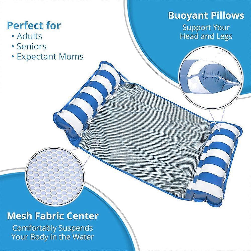 Inflatable floating bed, water hammock 4-in-1 lounge chair pool lounge air mattress pool-blue, 130*68 cm โ image 5