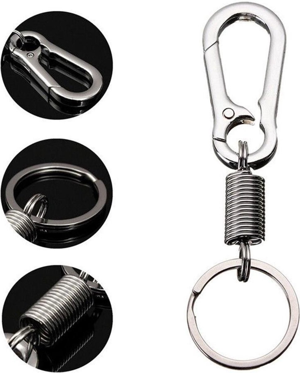 Keychain - Carabiner - Hook Shape Keychain - Hook - Rings - Stainless Steel - Gift - Black — image 4