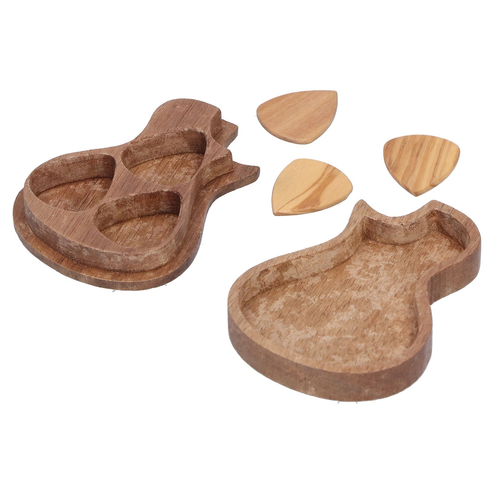 Guitar Pick Box Holder Collector with 3Pcs Wooden Picks Musical Instrument Accessory — image 3