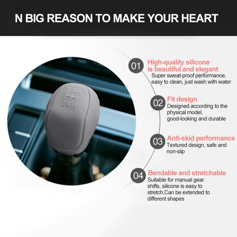 Car Silicone Gear Shift Knob Covers Black Grey 2 Pack 6-Speed Compatible with Various Models — image 5