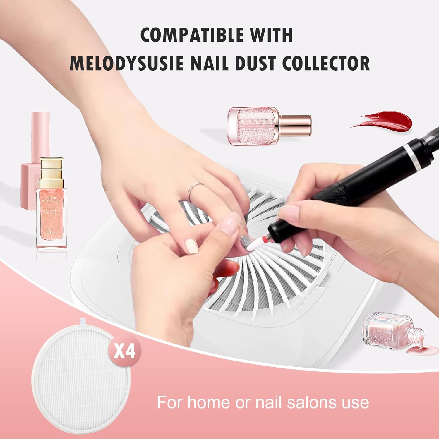 4 Pack Reusable HEPA Filters for MelodySusie Nail Dust Collector, Compatible with SPro/XC320J, Home or Salon Use โ image 2