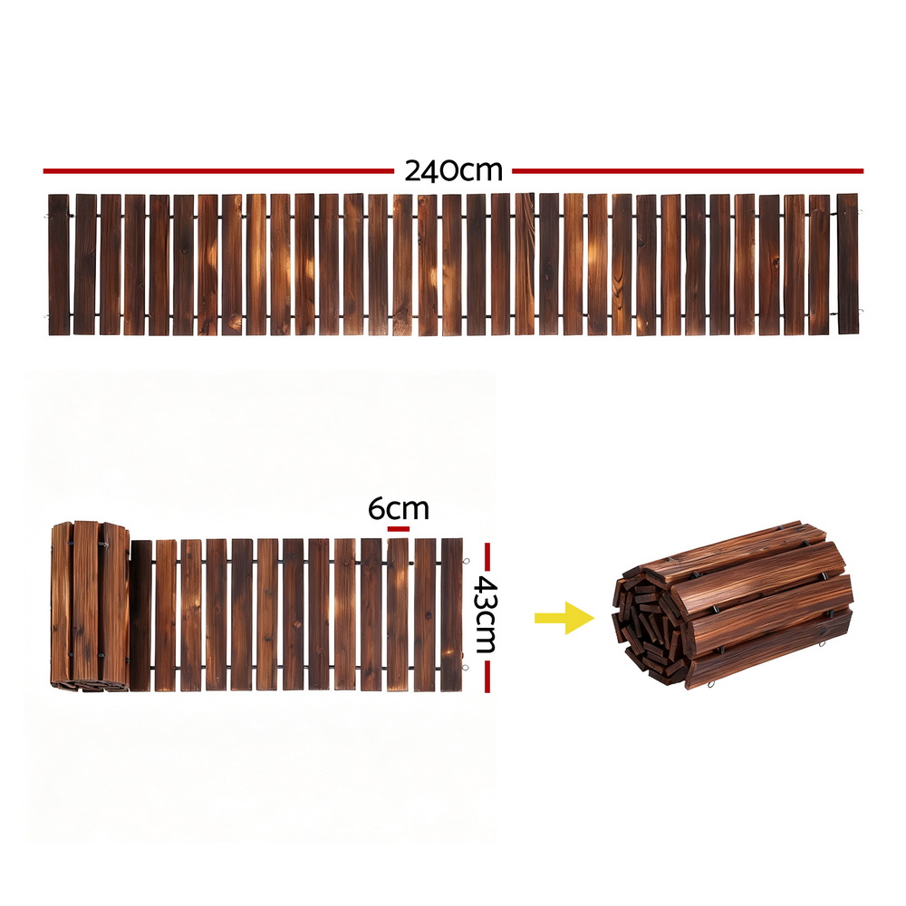 Gardeon 8FT Wooden Garden Pathway Roll-Out Straight Walkway Outdoor Backyard Charcoal Brown โ image 3