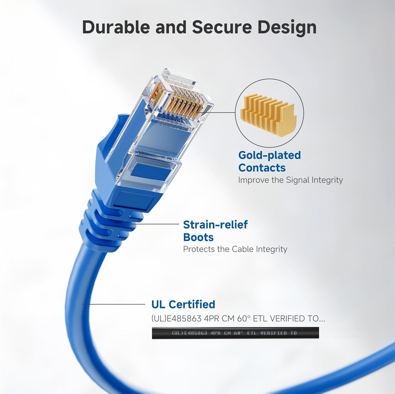 10Gbps 5-Color Combo Snagless Cat 6 Ethernet Cable - 3ft, Cat 6 Cable, Cat6 Cord, Ethernet Cord, Multicolored (Black, Blue, White, Green, Red) โ image 3