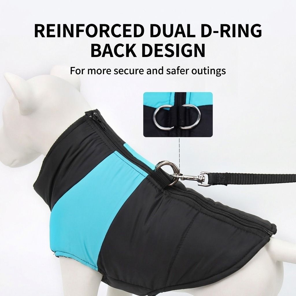 Winter Dog Ski Jacket with Waterproof and Windproof Polyester Shell, Thick PP Cotton Padding for Warmth, 3D Ergonomic Fit with D-Ring Leash Attachment, Ideal β image 5
