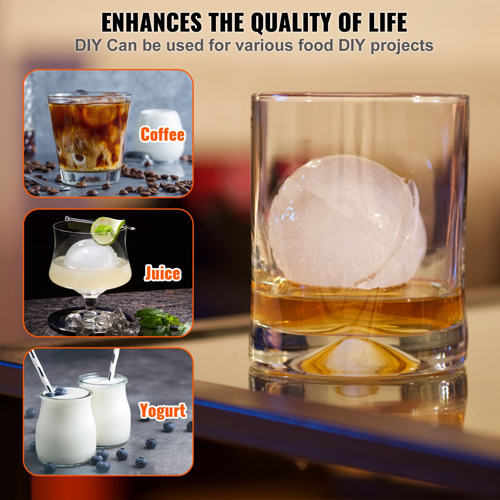 Ice Ball Press, 6cm Ice Ball Maker, Aircraft Al Alloy Ice Ball Press Kit for 60mm Ice Sphere, Ice Press with Tong and Drip Tray, for Whiskey, Cocktail โ image 6