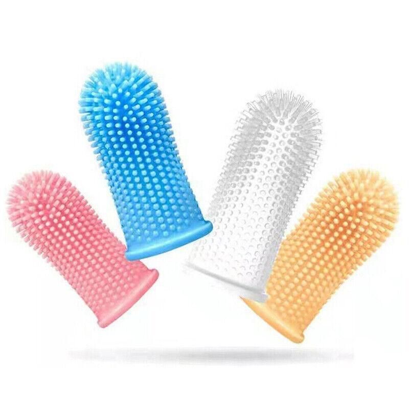 Dog Cat Super Soft Pet Finger Toothbrush Teeth Silicone Brush Care Cleaning - Blue — image 3