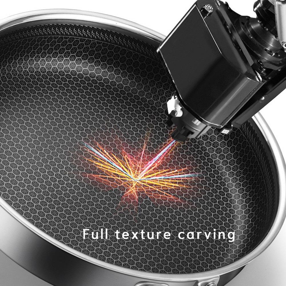 304 Stainless Steel Frying Pan Non-Stick Cooking Frypan Cookware 28cm Honeycomb Double Sided without lid โ image 5