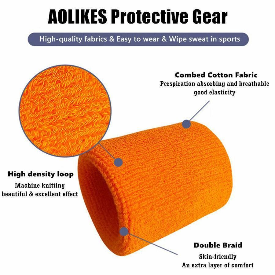 Sport Cotton Wristband Wrist Band Sweatband Sweat Training Tennis Gym Yoga - Yellow โ image 5
