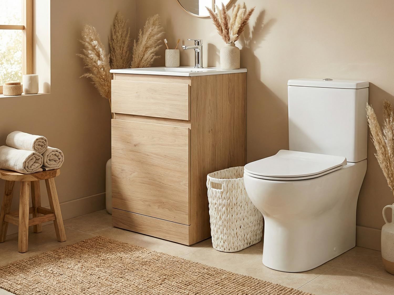 Waterproof Wicker Waste Basket for Bathroom — image 2