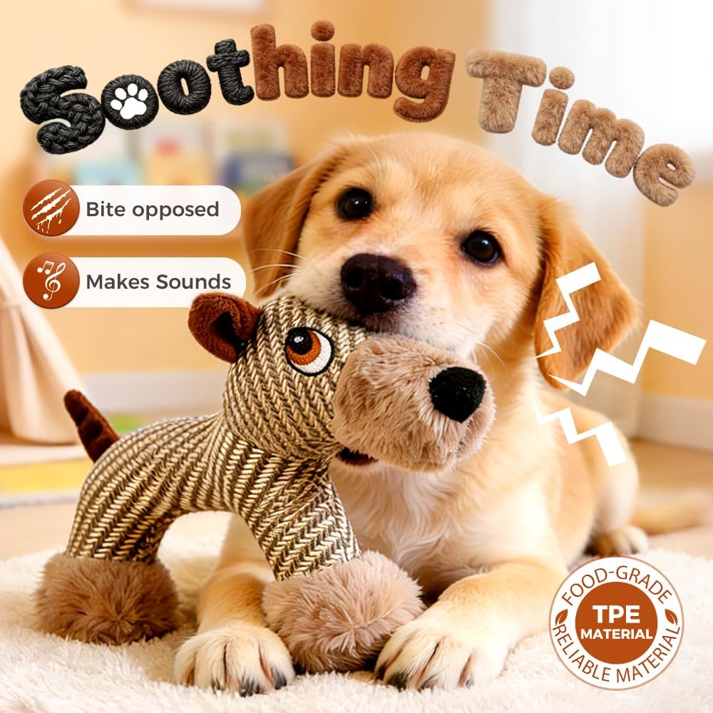 Indestructible Dog Toys for Aggressive Chewers, Durable Squeaky Plush Large Medium Small Dogs, Tough Chew with Interactive Sounds Puppy Anxiety Relief (Cartoon — image 2