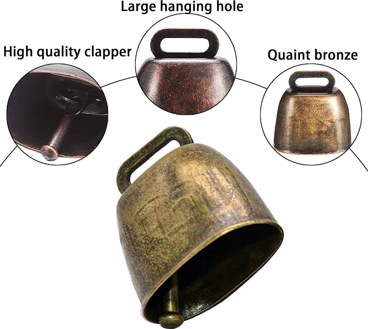 10 Pieces - Cowbell - Cowbells - Decorative Cowbells - Farm - Bell - Grazing Cowbell - Metal Cow Bell Bells - Goat Bell - Animal Gift - Bronze*5+red bronze*5 — image 2