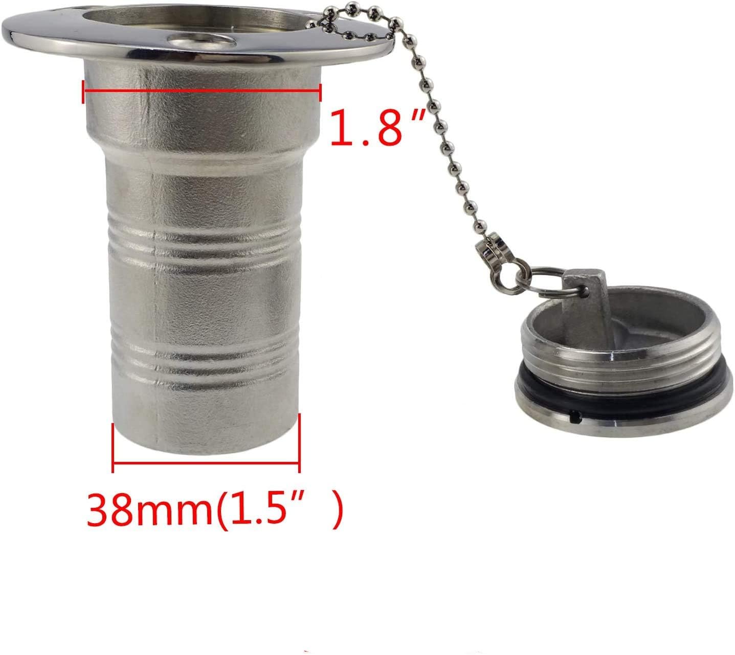 1-1/2"(38mm) Boat Gas/Fuel/Diesel/Water/Waste Deck Fill/Filler with Keyless Cap 1-1/2" Marine Mirror- Polished 316 Stainless Steel Hardware for Yacht Caravan — image 5