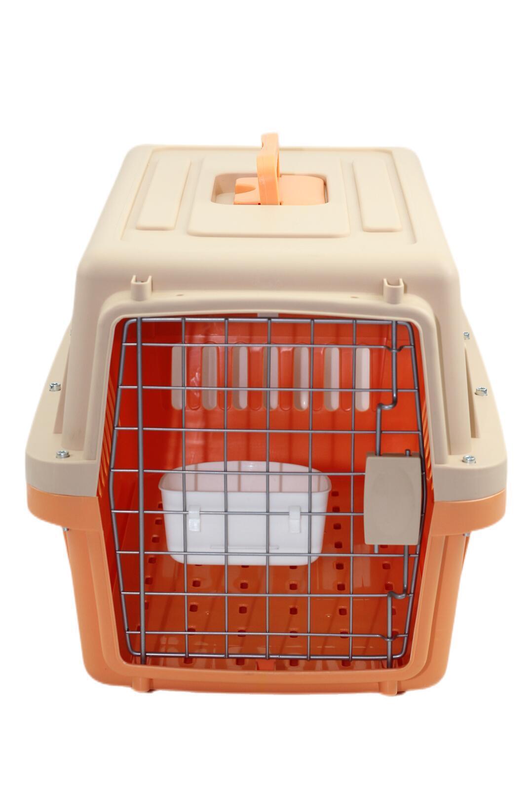 YES4PETS Small Dog Cat Crate Pet Airline Carrier Cage With Bowl and Tray-Orange โ image 3