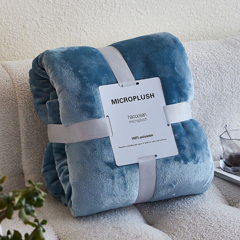 Mianyu Coral Velvet Blanket Solid Color 100 × 120CM Gray Blue 120 × 200cm + cardboard ribbon