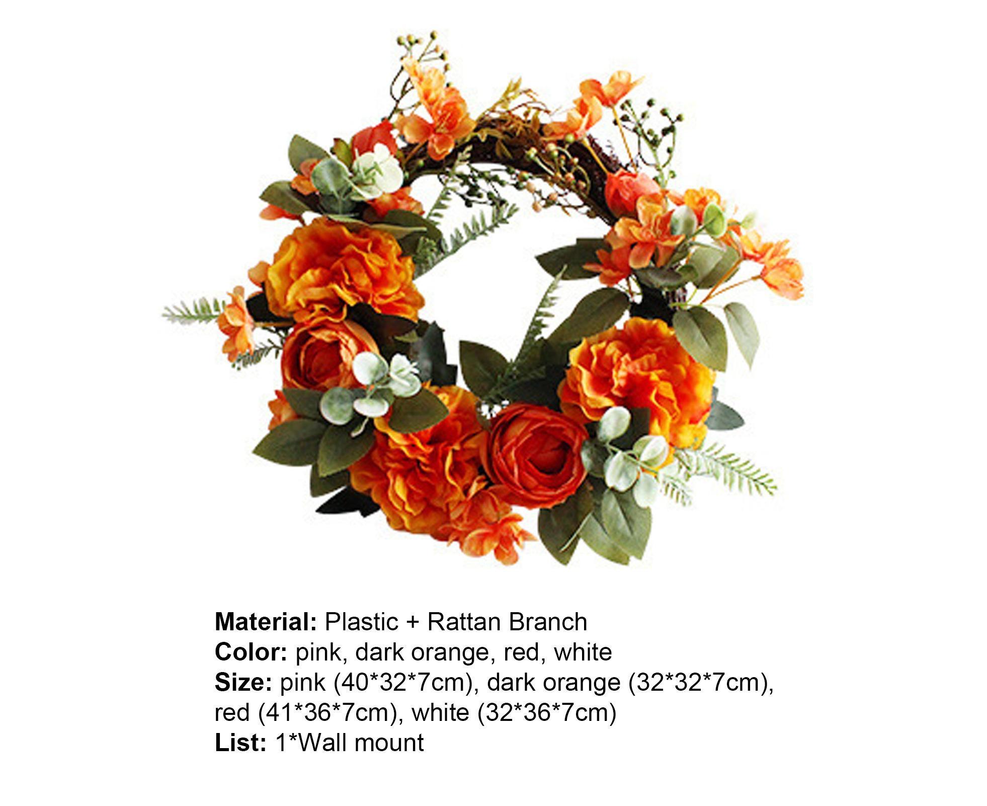 Hanging Wreath Exquisite Anti-deform Plastic Imitation Peony Flower Garland Pendant for Wedding-Dark Orange — image 4