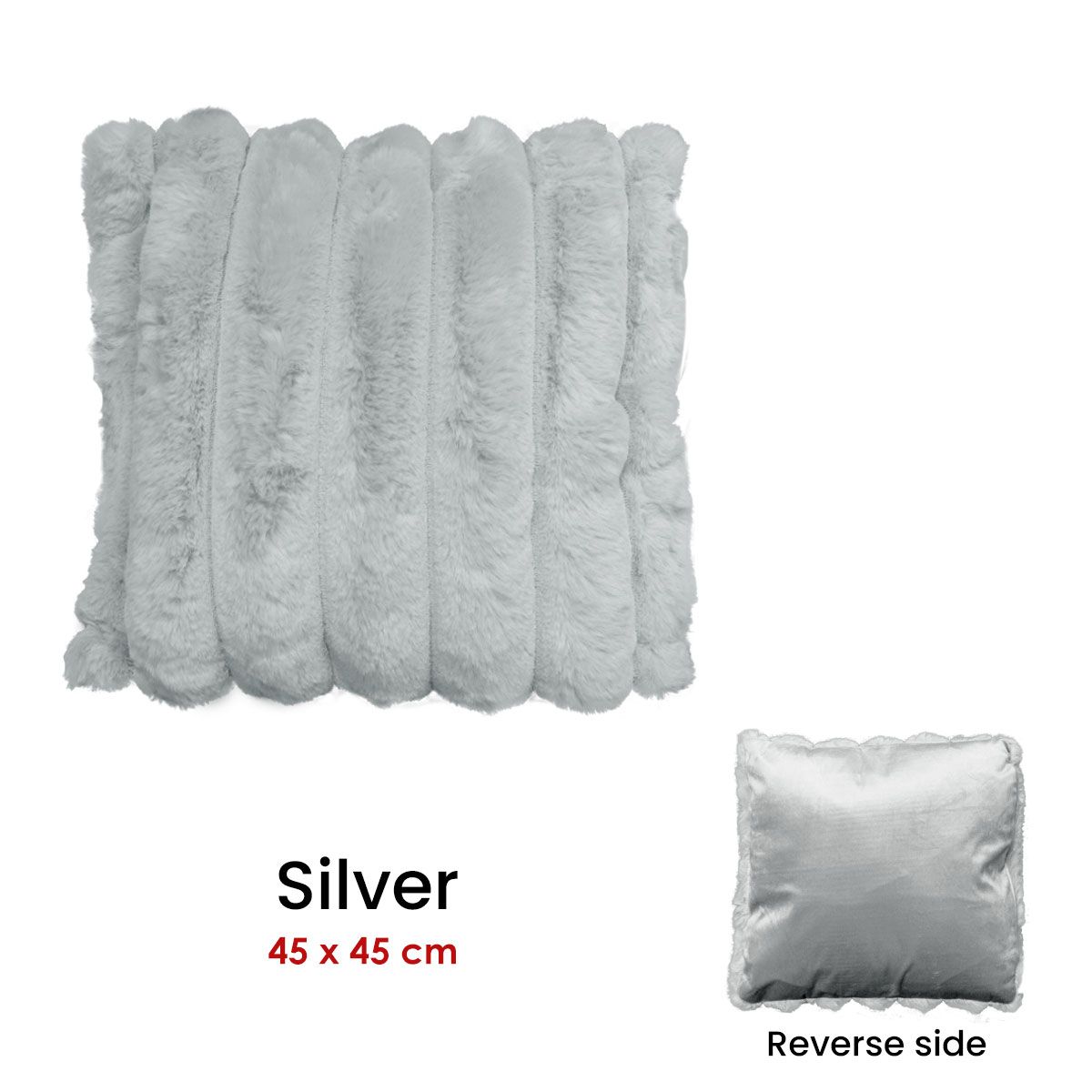 Diana Faux Fur Soft Filled Cushion Square - 45cm x 45cm Silver — image 3