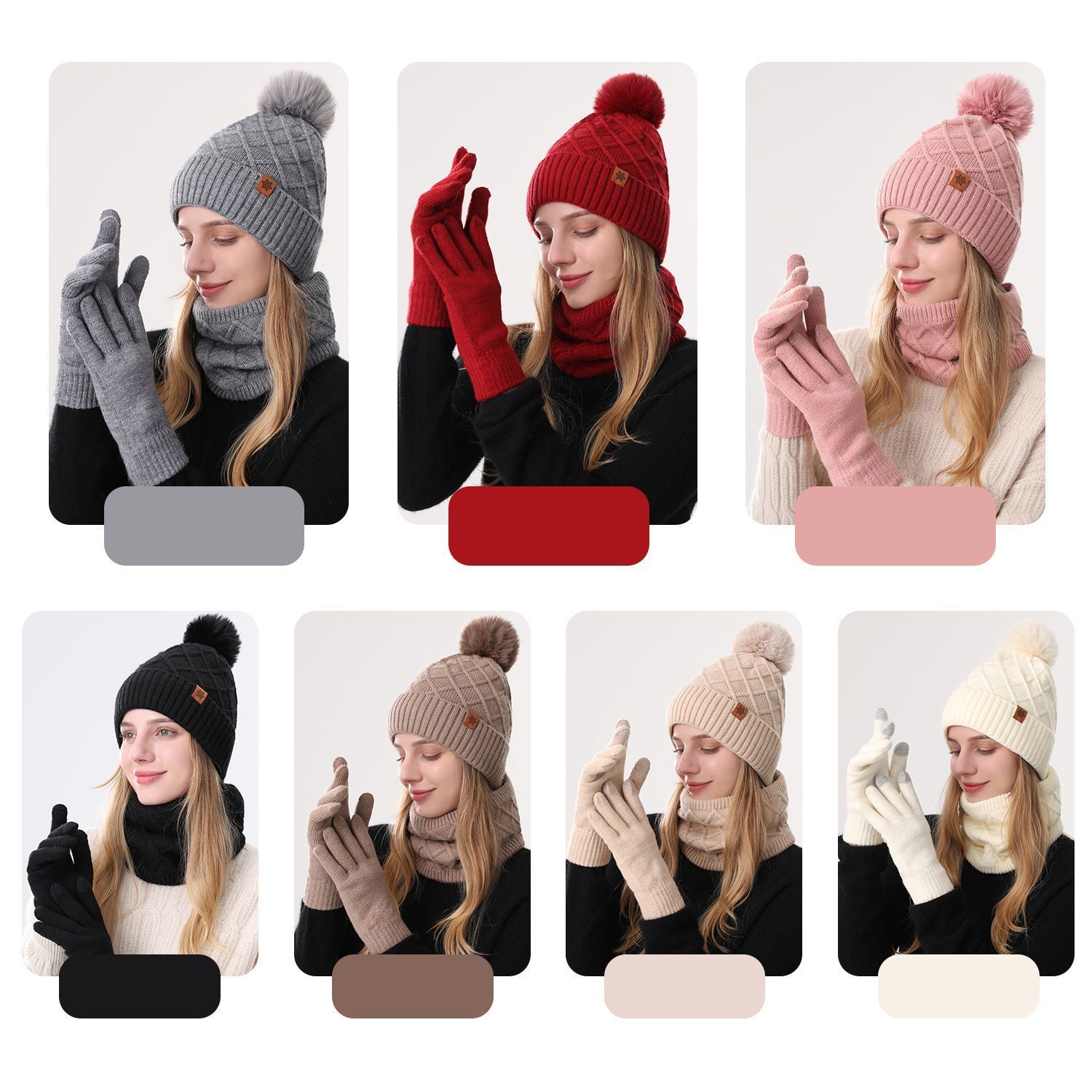 Women Khaki Argyle 3-Piece Set-Hat Scarf and Gloves — image 2