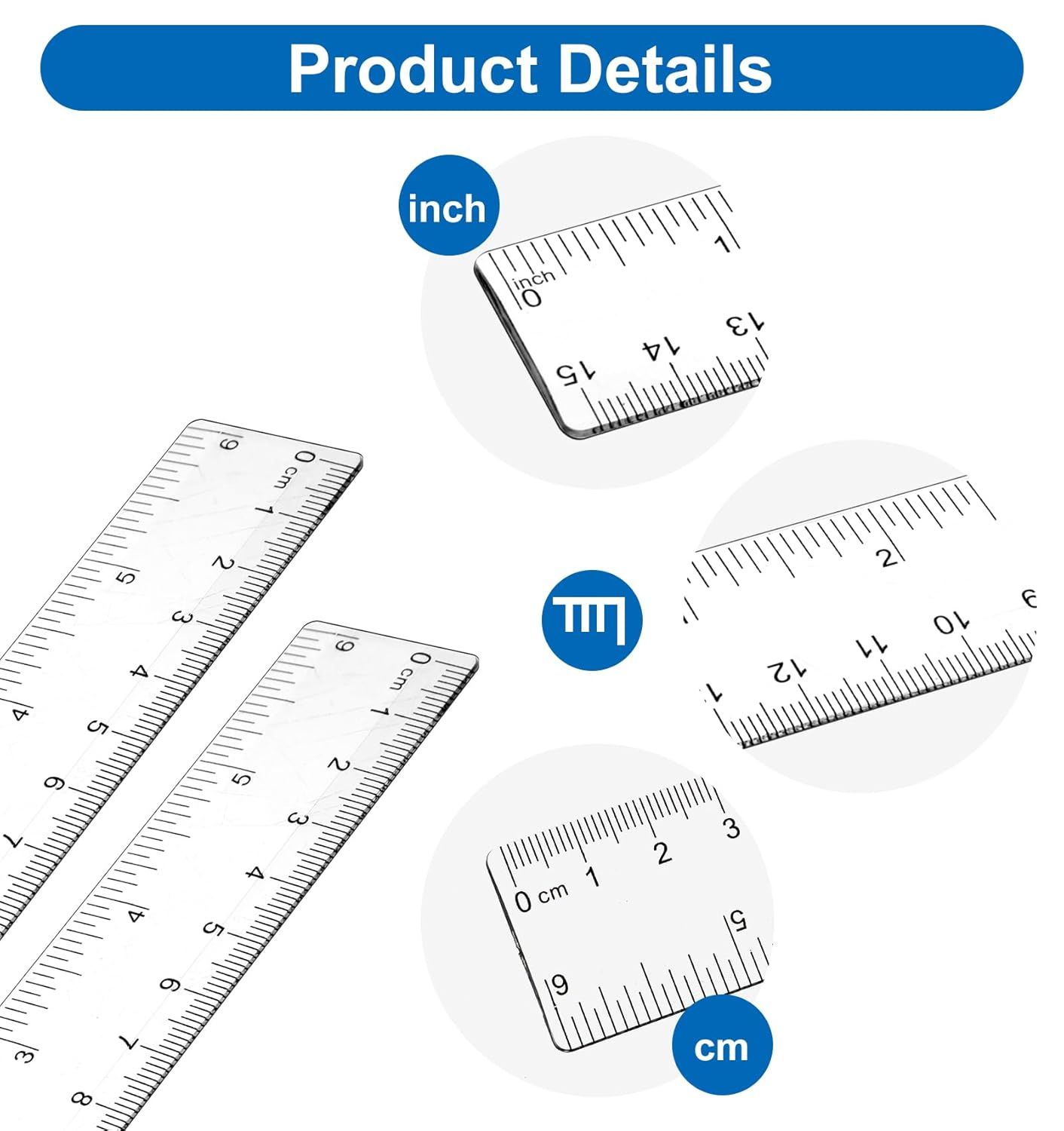 4Pcs 6 Inch Ruler, Plastic Clear Ruler 6 inch Small Rulers for Drawing & Underlining, Short Transparent Straight Measuring Tool Ideal for Journaling School โ image 3