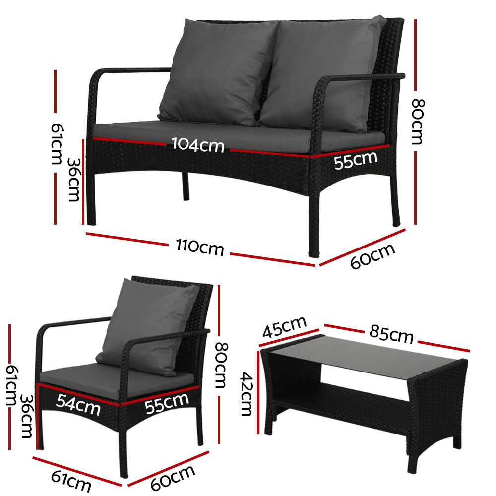 Gardeon Outdoor Sofa Set Lounge Setting Wicker Table and Chairs Garden Patio Furniture โ image 2
