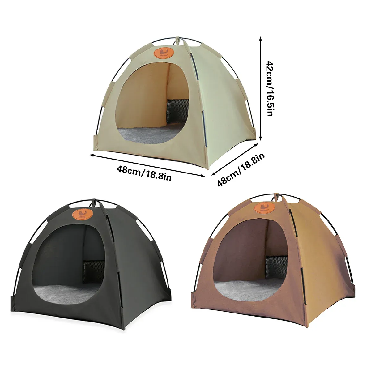 Folding Camping Pet Tent for Cats Puppy Bed Indoor Cat Nest Dog Cave Style House - Coffee โ image 4