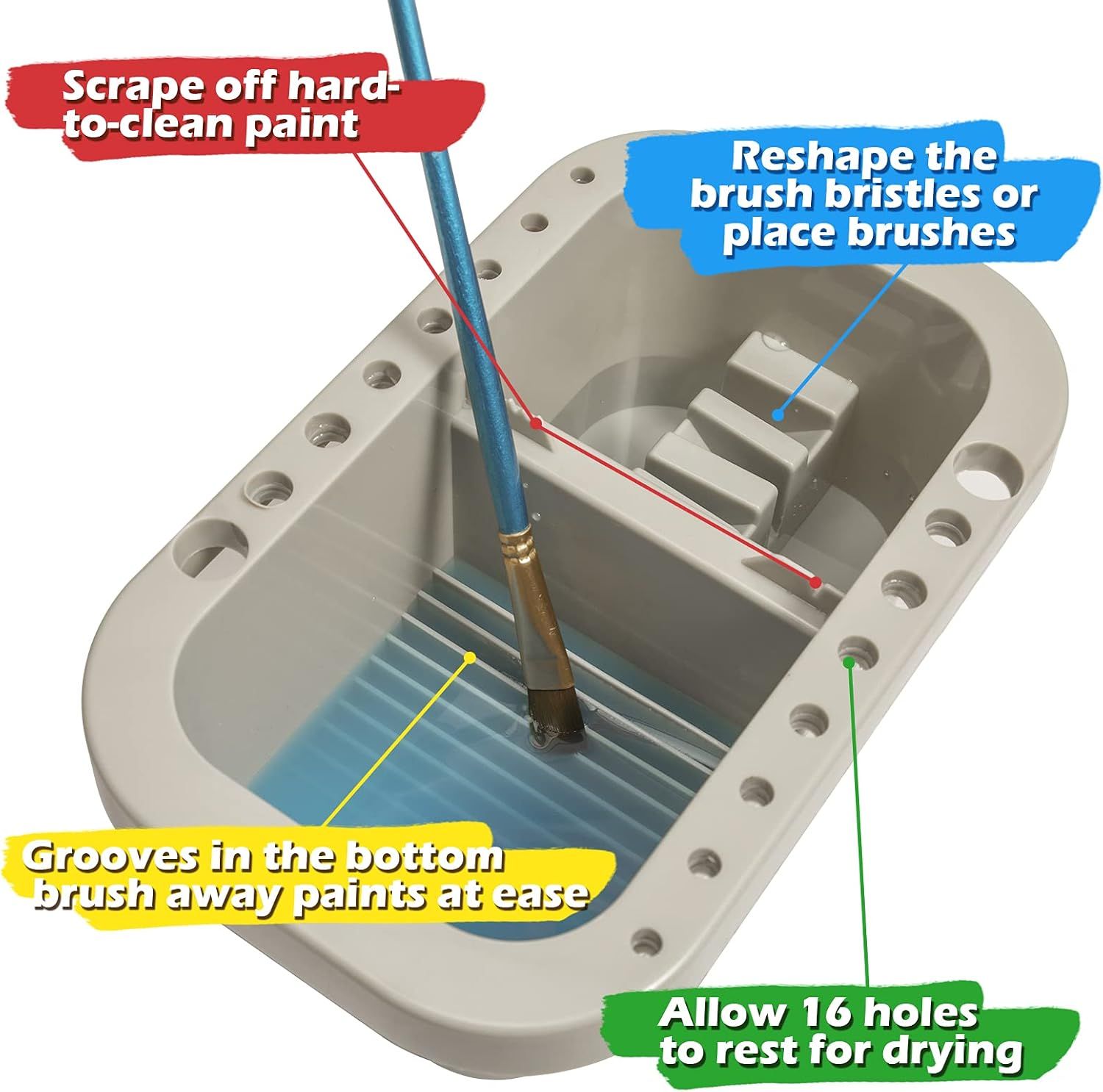 Brush Cleaner with Palette Grey for Acrylic and Watercolor โ image 2