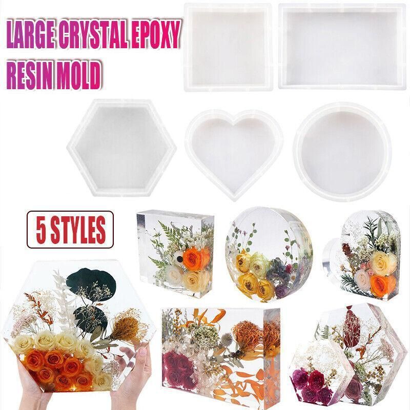 New Large Crystal Epoxy Resin Mold Geometry Cube Specimen Love Heart Round Mould - Hexagon — image 2