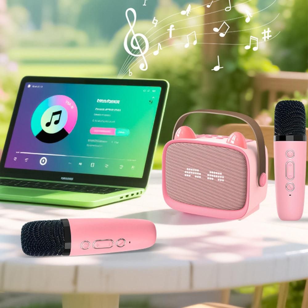 Mini Karaoke Machine - Portable MP3 Player with 2 Wireless Mics Toys & Gifts Pink — image 5
