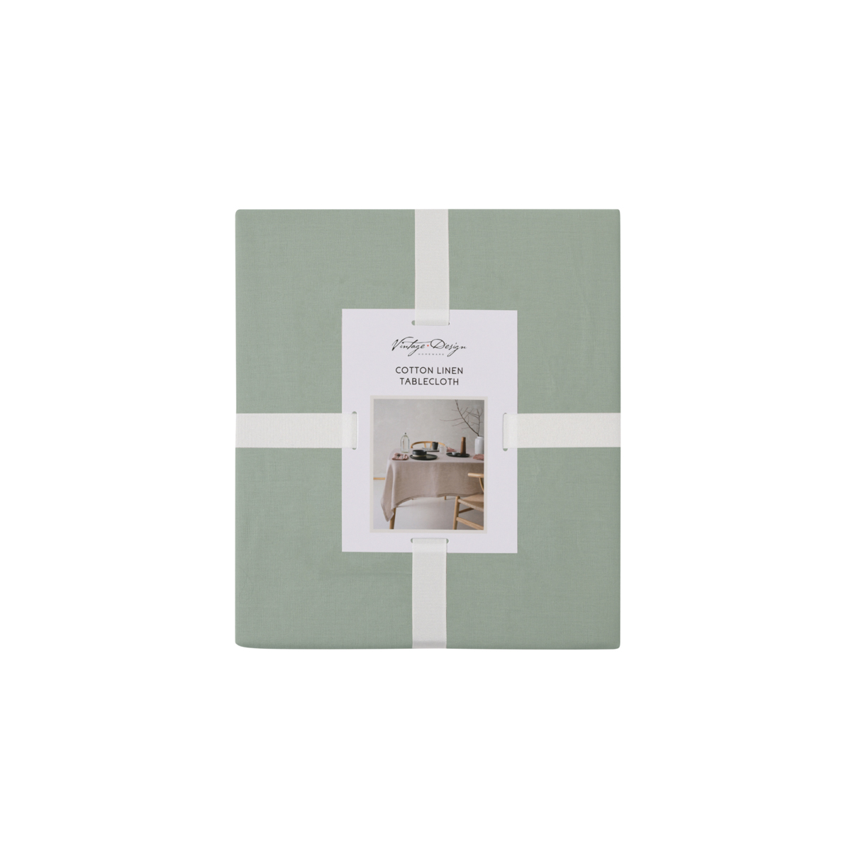 Vintage Design Homewares Helm Green Washed Linen Cotton Tablecloth 150cm x 230cm โ image 3