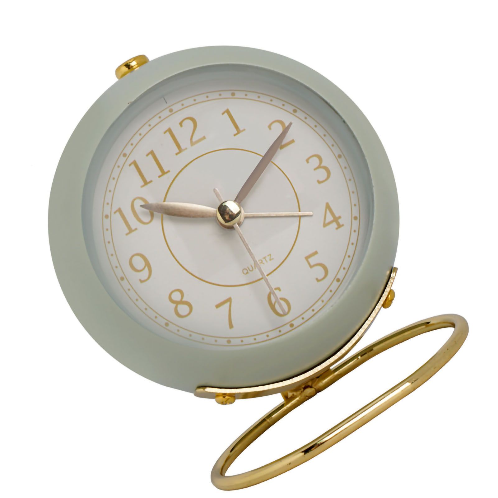 European Style Metal Clock Ingenious Mute Round Children Electronic Quartz Alarm Clock for Living Room Bedroom Light Green โ image 2