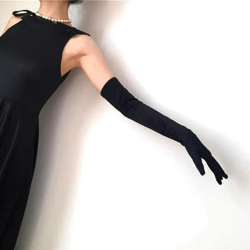 Elegant Long Satin Evening Gloves Formal Dress Accessory for Opera Prom Party Women - Champagne — image 4