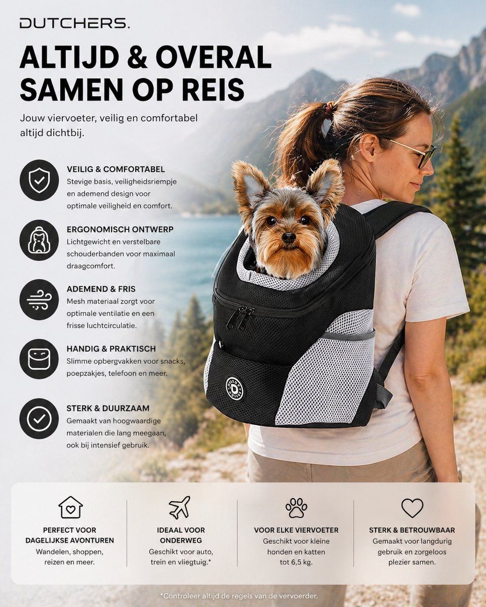 Pet Carrier Backpack with Breathable Mesh Panels, Safety Strap and Adjustable Shoulder Straps for Small Dogs and Cats, Black, Size S — image 5