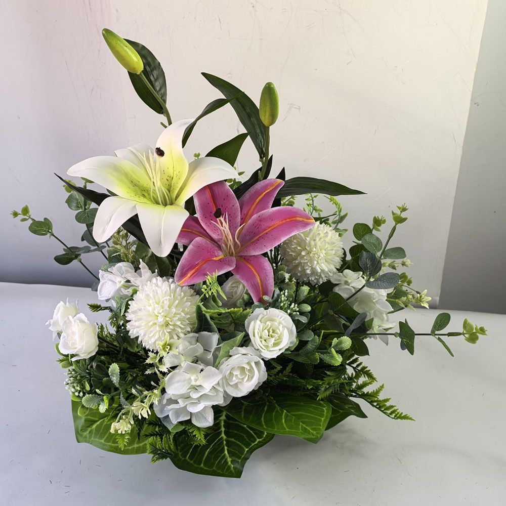 Artificial Flower Arrangement Fake Lilies And Roses Home Decor Accents Garden - Multi-color - Size 35 — image 3