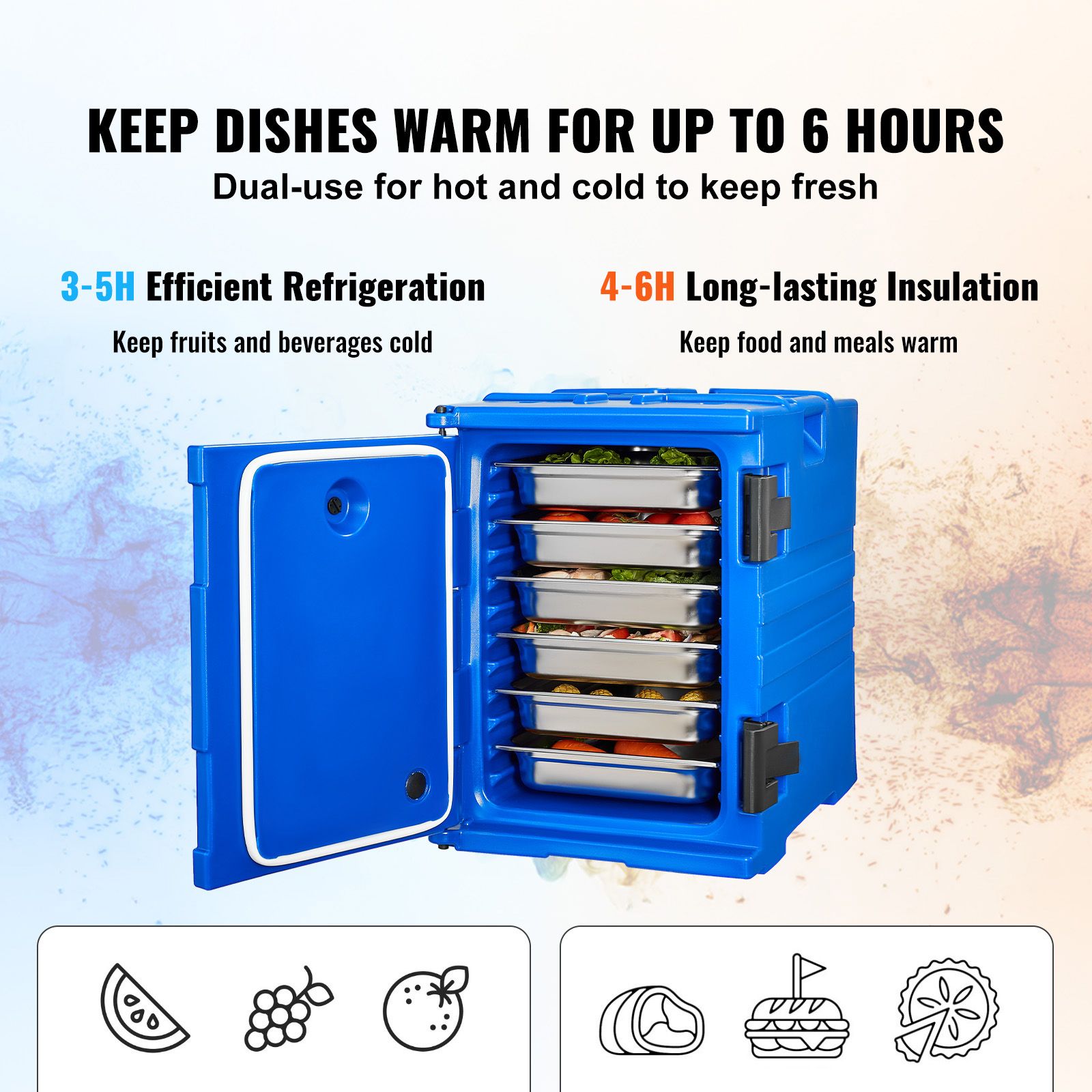 Insulated Food Pan Carrier, 90L Hot Box for Catering, Food Box Carrier with Double Buckles, Front Loading Food Warmer with Handles, Stackable End Loader for — image 2