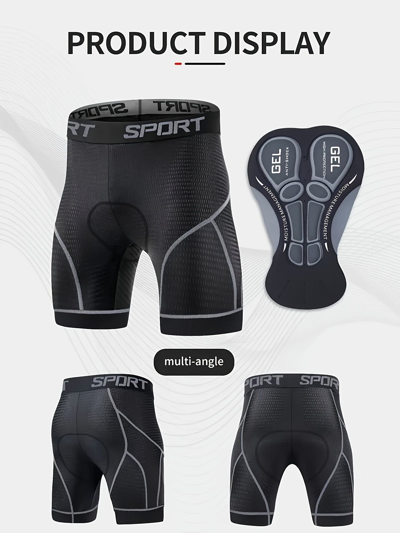 L size men's 5d mesh cycling shorts casual elastic breathable letters elastic waist shorts summer outdoor cycling mountain bike — image 2