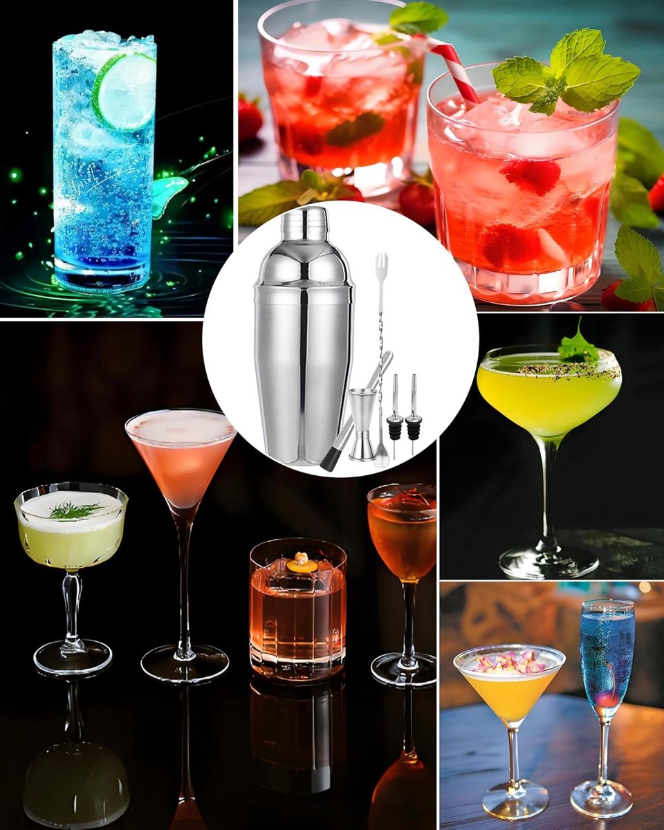 Stainless Steel Cocktail Shaker - 6-piece set - Cocktail Shaker (750ml) - cocktail accessories - Cocktail set with drink shaker, cocktail strainer, mixing โ image 6