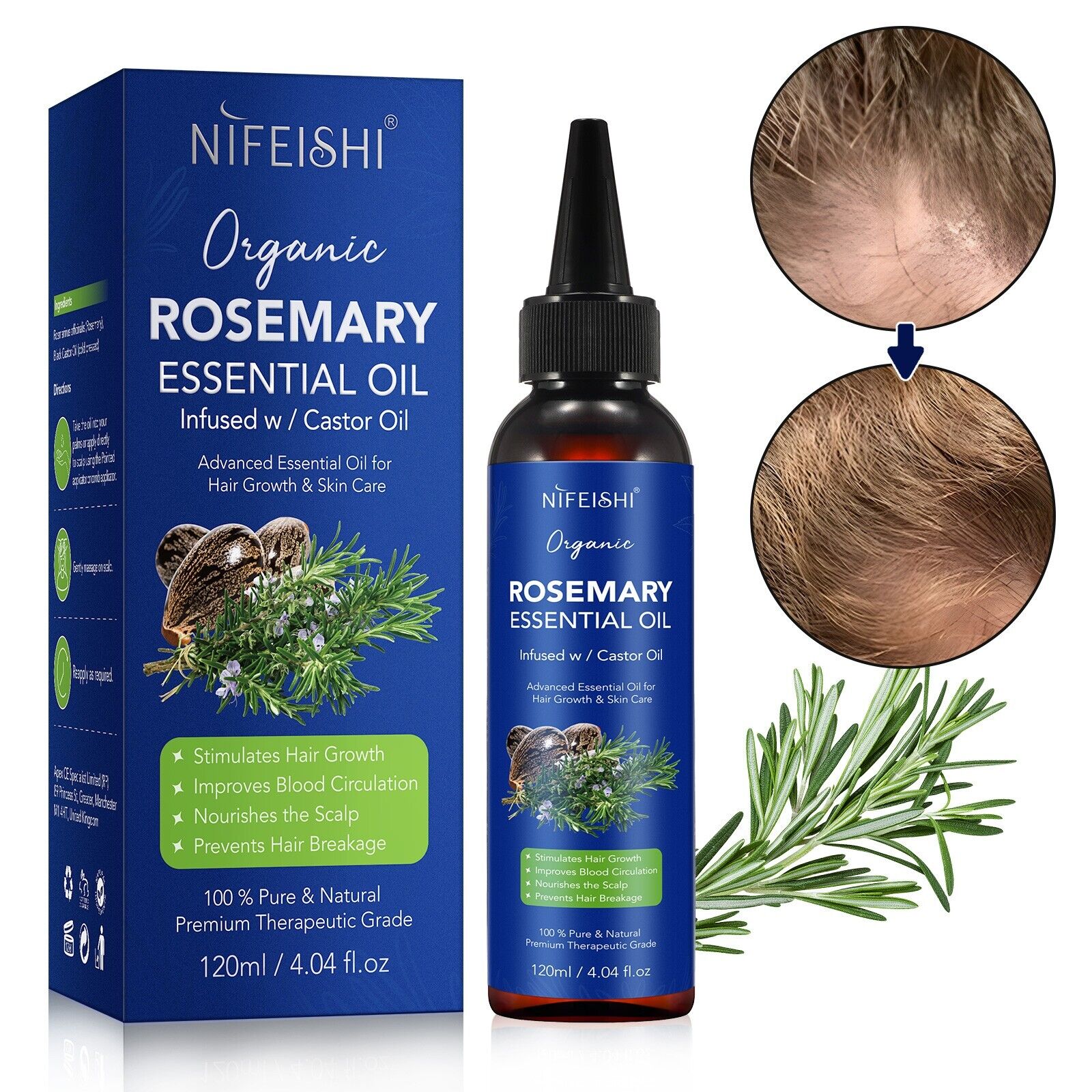 nifeishi organic rosemary essential oil 120 ml โ image 2