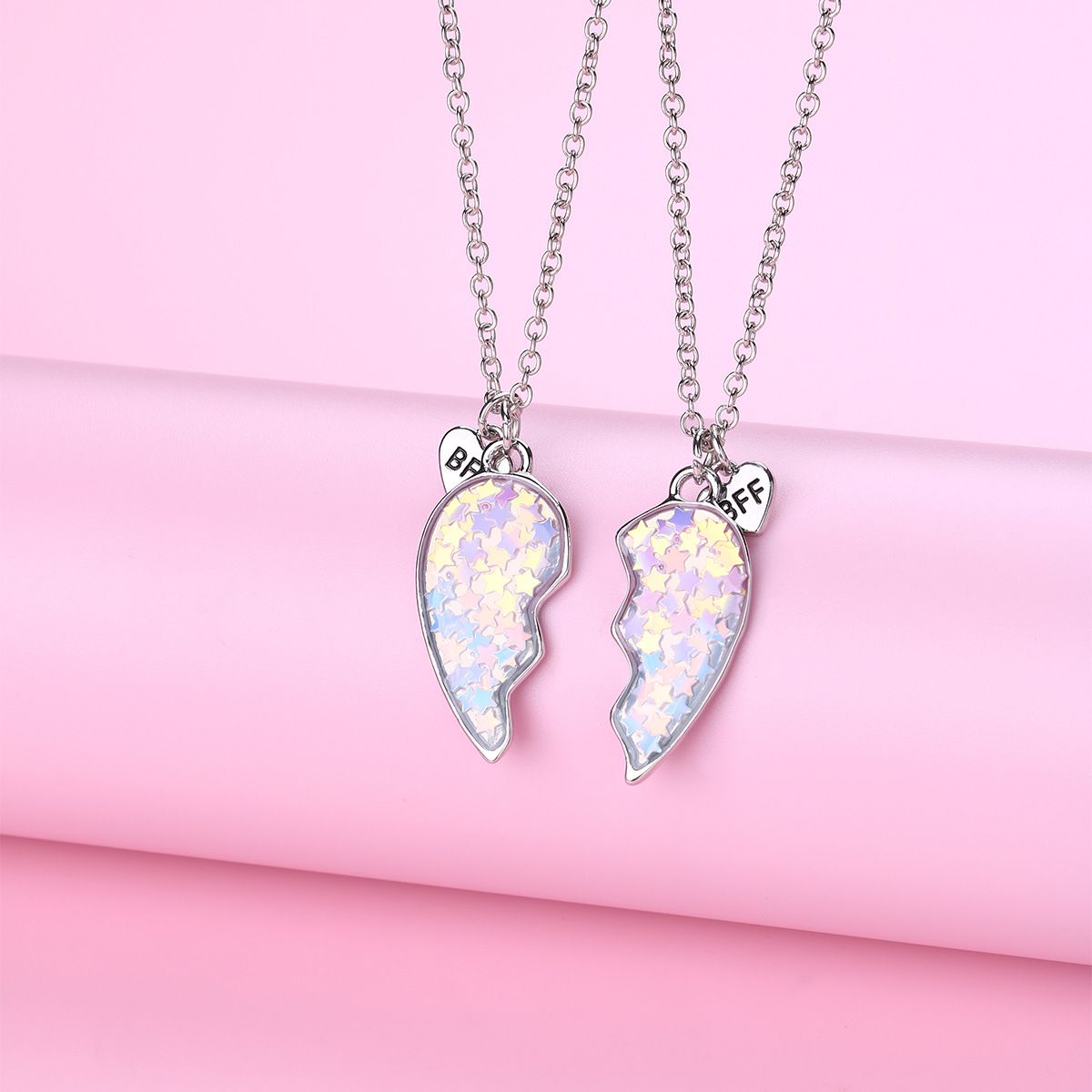 Best Friend Necklace for 2 Girls Magnetic Matching Friendship Necklace Half Heart Pendant BFF Necklaces for Sister โ image 3