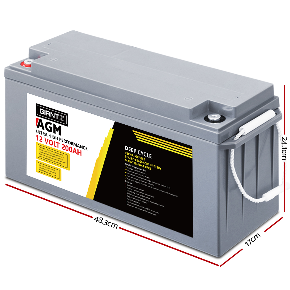 Giantz AGM Deep Cycle Battery 12V 200Ah Box Portable Solar Caravan Camping — image 2