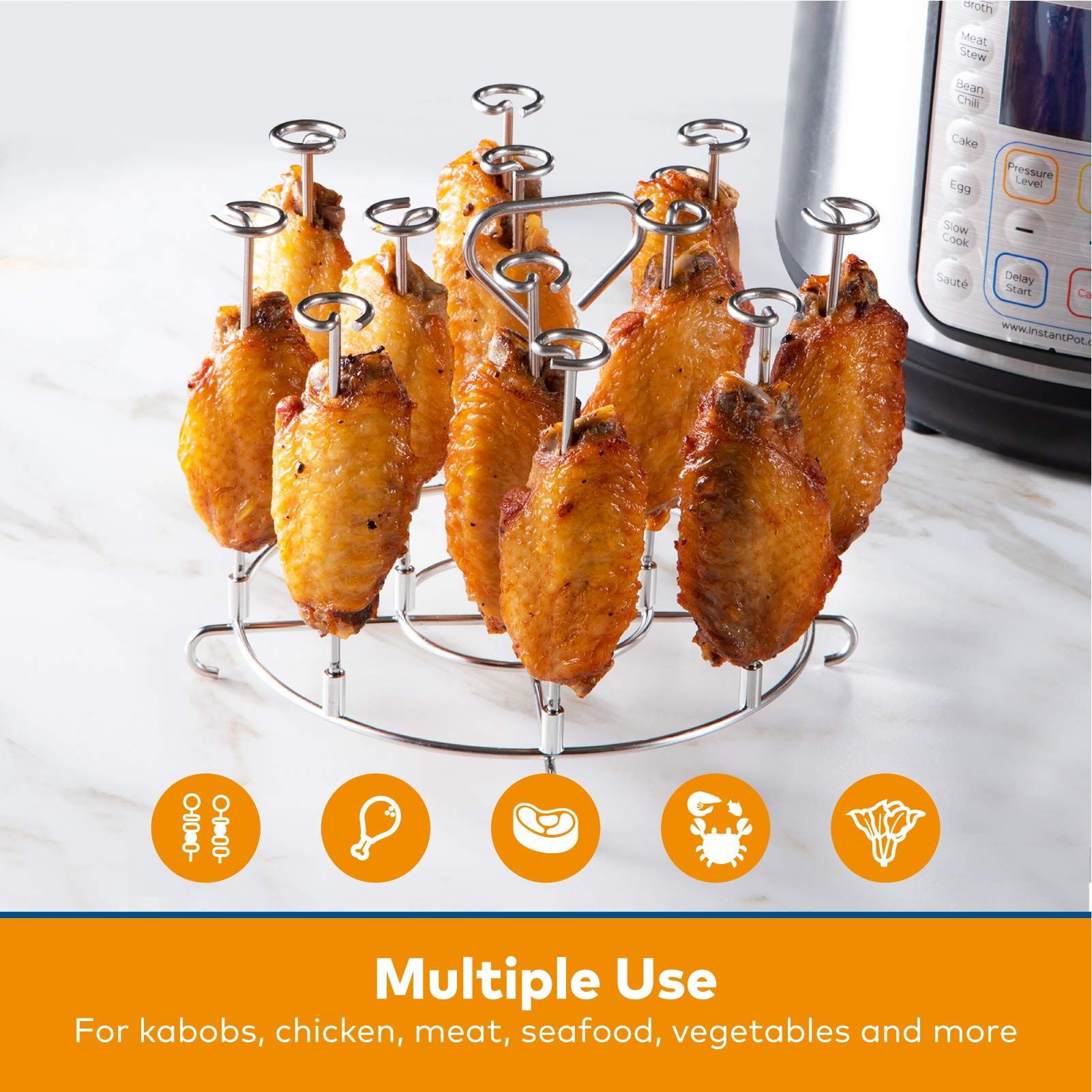 Skewer Stand Compatible with Instant Pot 6 Quart Accessories for Air Fryer Crisp Lid steel food grade 304 — image 2