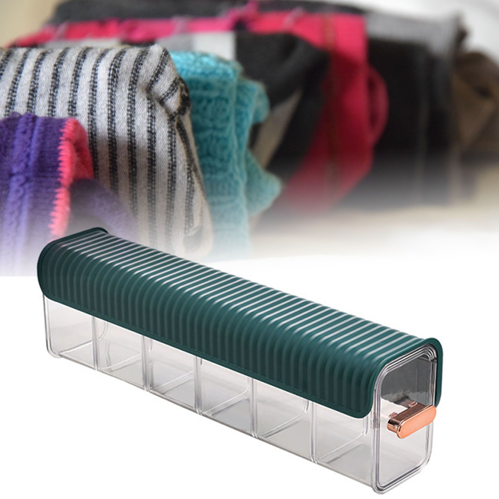 Wall Underwear Organizer Detachable Dustproof Moistureproof Wall Mount Drawer Organizer for Bedroom Home Blackish Green β image 6