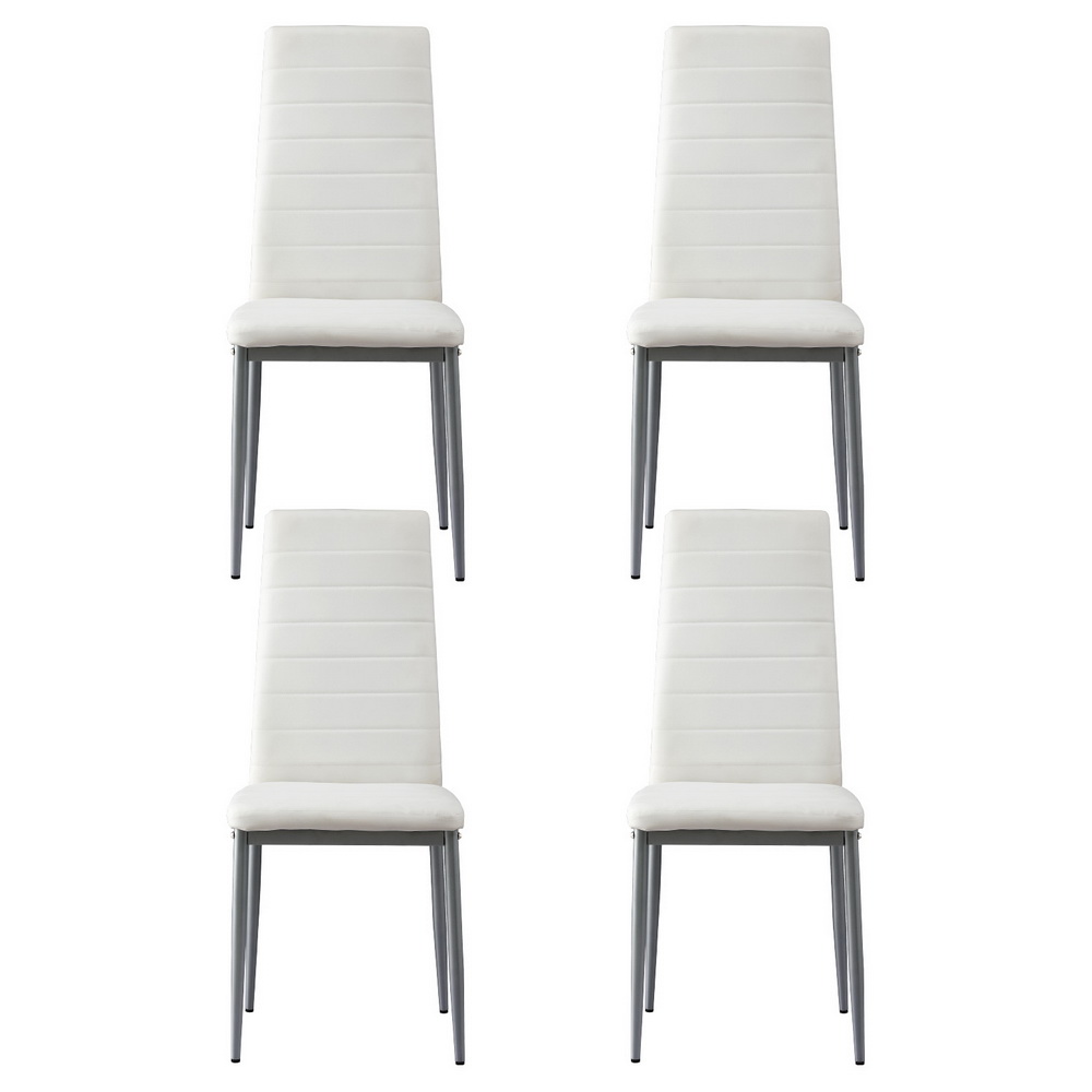 Artiss Dining Chairs Set of 4 Leather Channel Tufted White โ image 3
