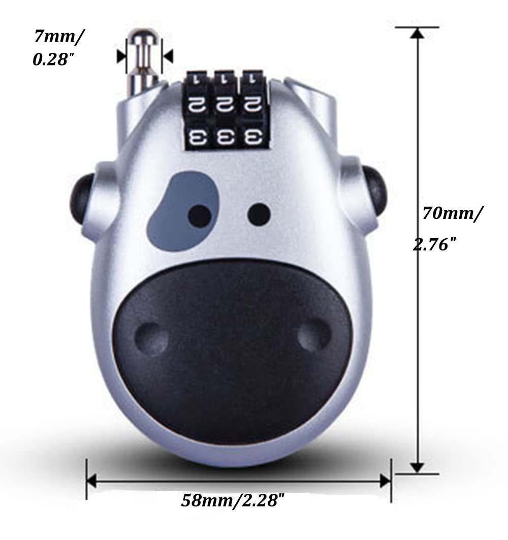 Combination Password Padlock with 3 Digit Resettable Code Combo Lovely Style Retractable Steel Wire Stylish Compact for Luggage โ image 2