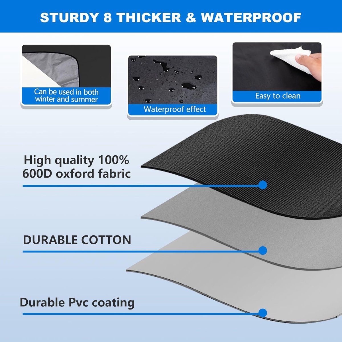 600D Snow Fropcs Windshield Cover 165x108cm windproof Fropcs Protection compatible with Cars SUVs — image 2