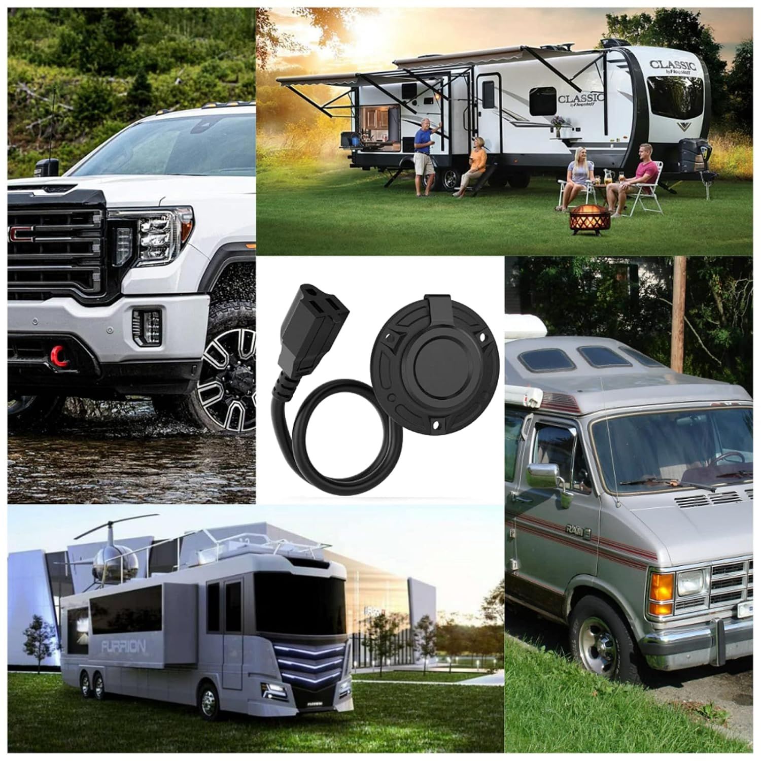 15 Amp 125V RV Shore Power Inlet Plug, Waterproof AC Port Socket for Outdoor RV Electrical Connection — image 5