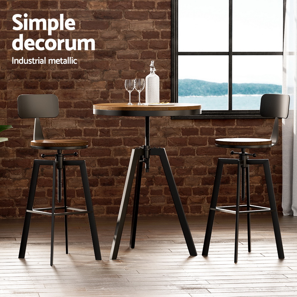 Artiss Bar Table and Stools Set Dining Desk Industrial Kitchen Chairs Cafe Pub โ image 4