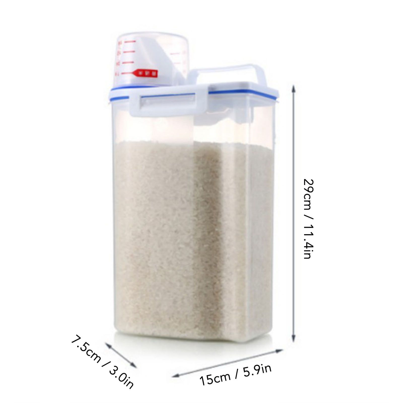 Rice Container Portable Compact 2kg Capacity Box Design Food Grade PP Plastic Airtight Food Storage Container Transparent Color โ image 3