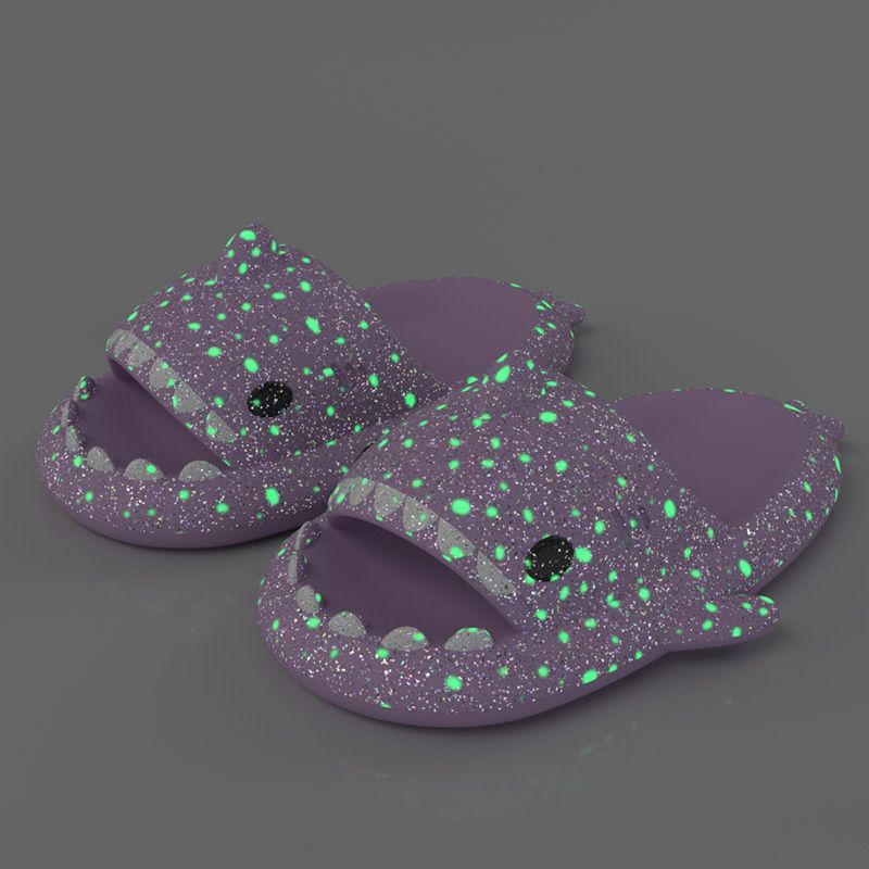 Ladies Shark Slippers Glowing Glitter Slippers Quick-Dry Slippers Non-Slip EVA - Blue - Size 40 — image 6