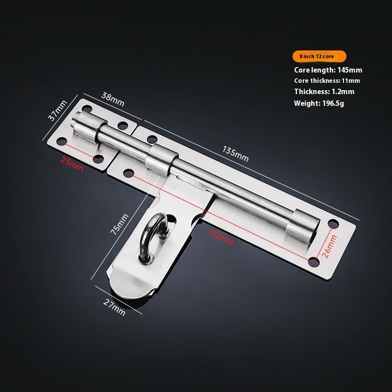 Sliding Door Lock, 8 Inch Latch Door Lock Slide Lock with Padlock Clasp Lockable Sliding Door Bolt Solid Stainless Steel Sliding Tower — image 5